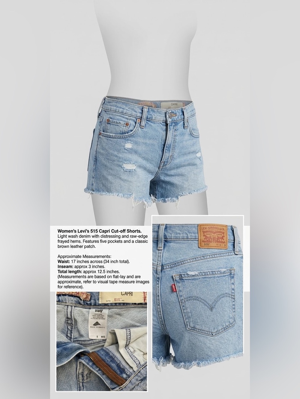 Levi's Light Blue Distressed Denim Cut-Off Shorts